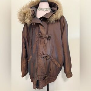 Carol Little Saint-Tropez West Vintage brown hooded jacket in size medium